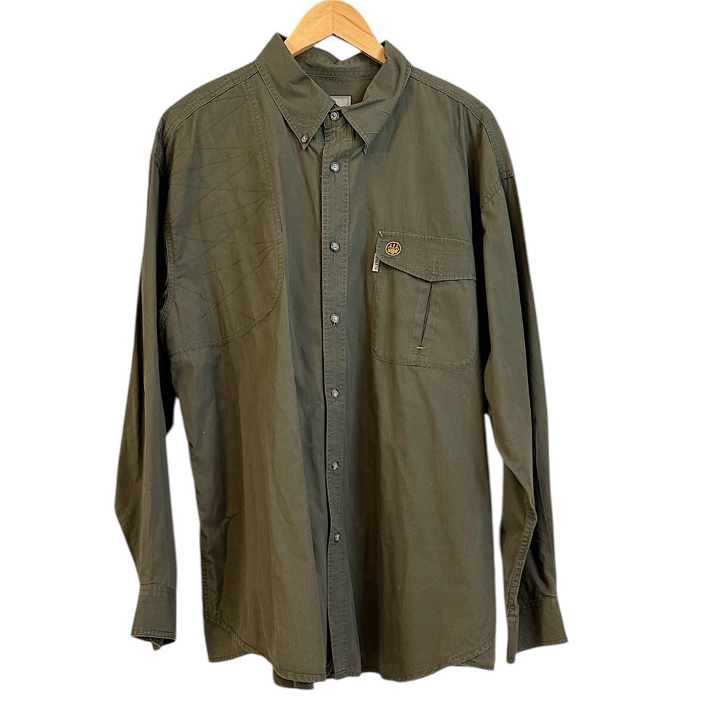 Men's Casual Button Down Shirt - Olive Green